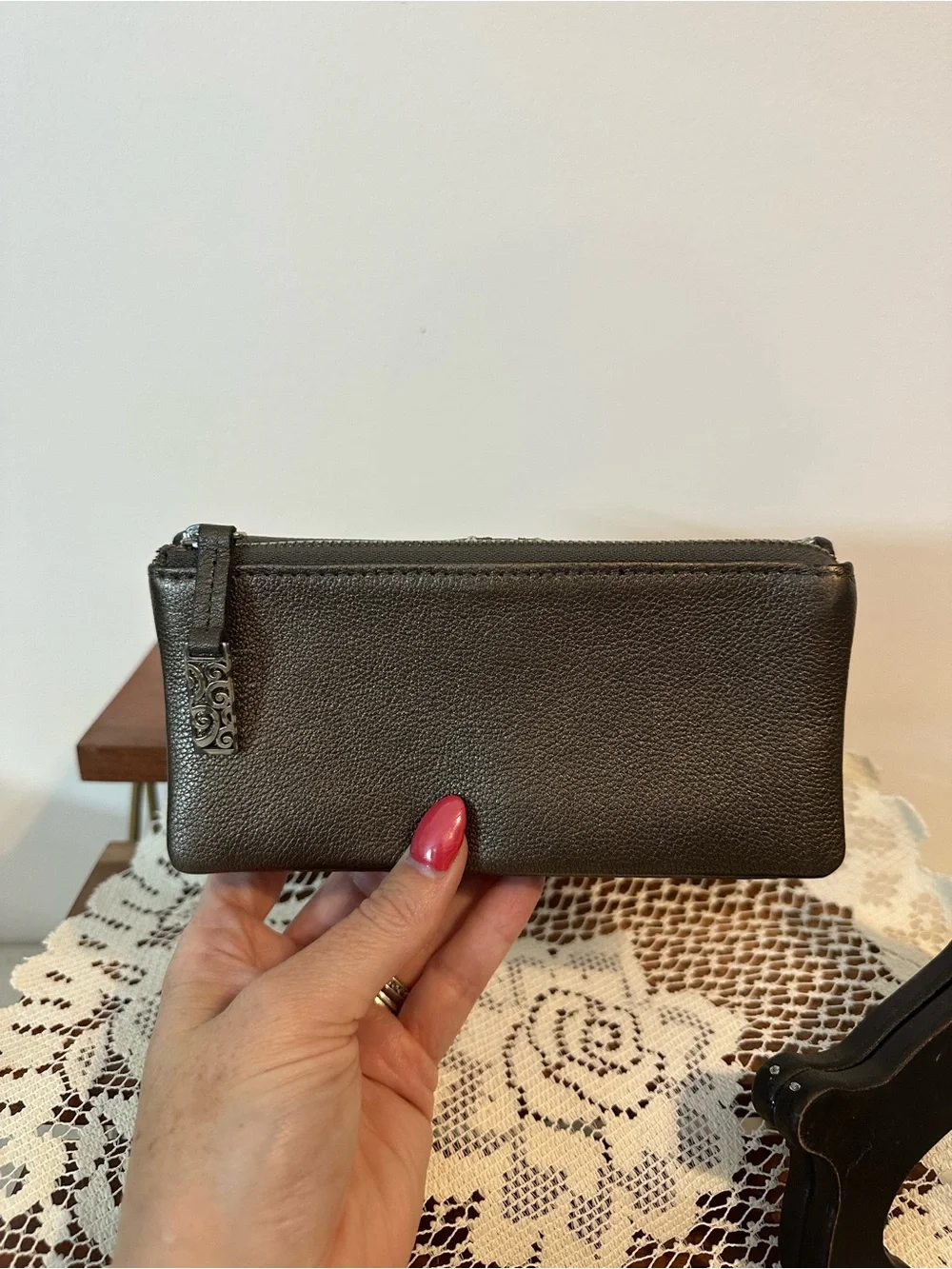 Brighton Stud-Trim Metallic Brown Women’s Wallet